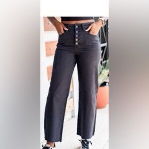 Black Mica Wide Leg Crop Jeans